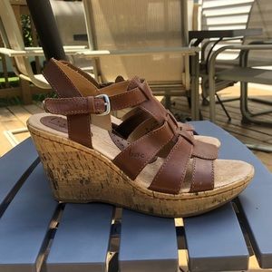 Leather Cork Sandal Wedges